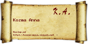 Kozma Anna névjegykártya